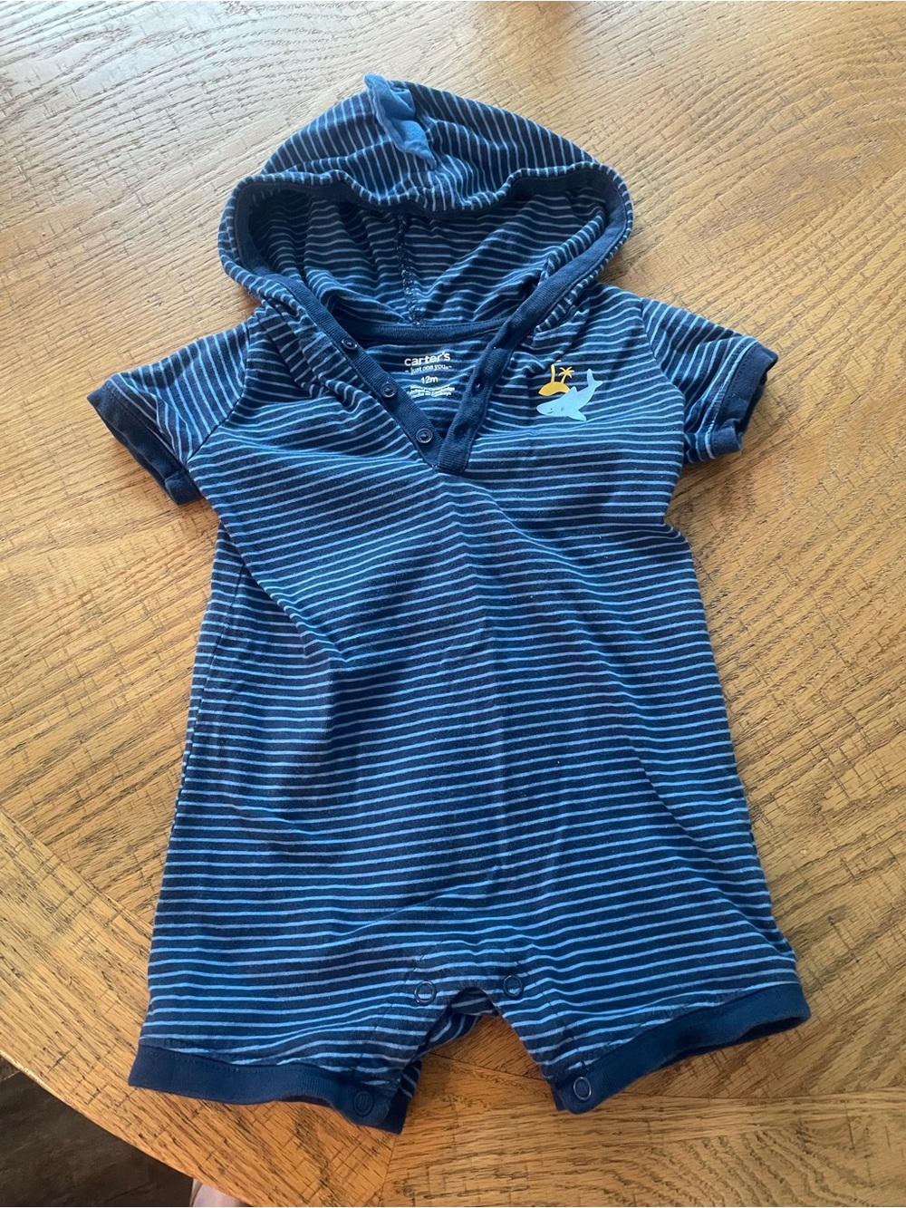 Carters boy hooded infant romper